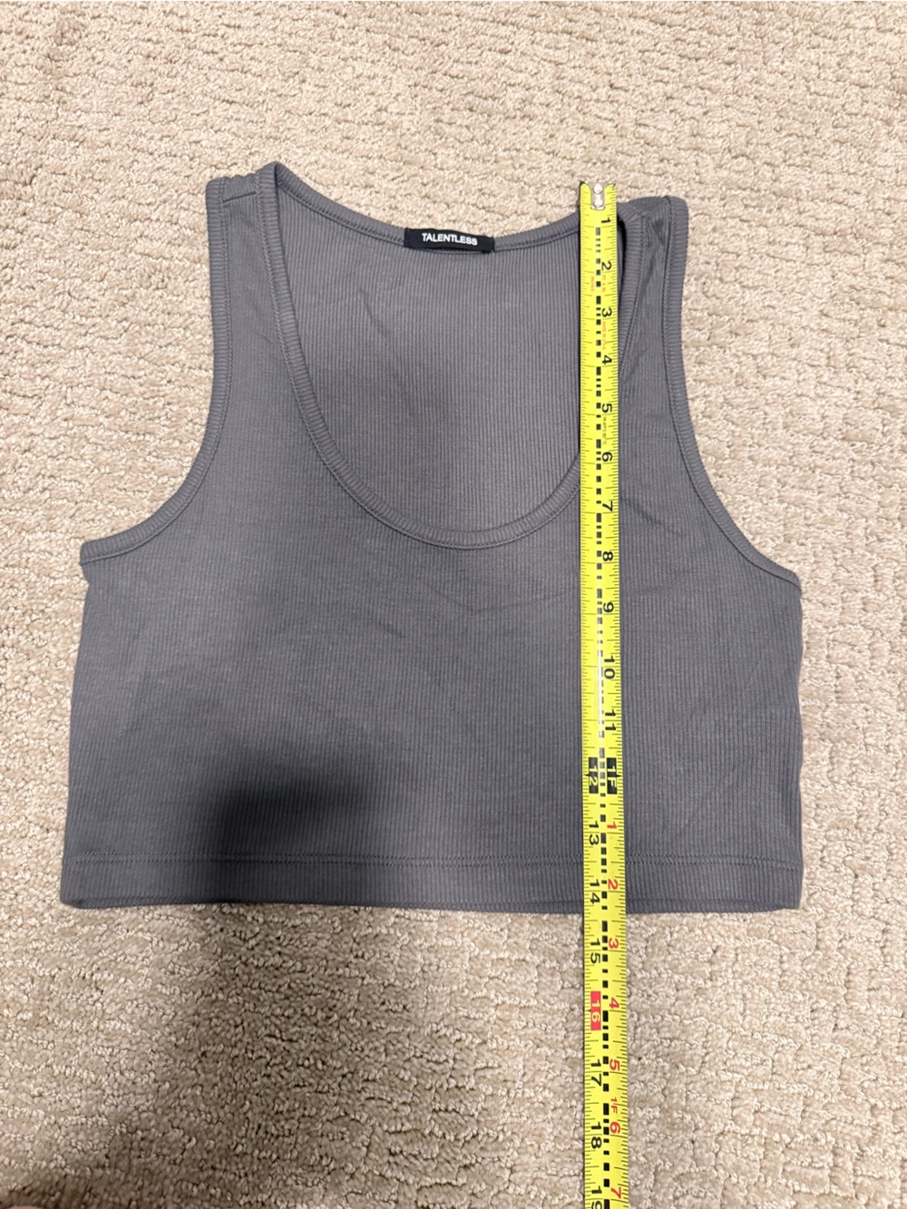Talentless Gray Ribbed Crop Tank - Picture 3 of 4